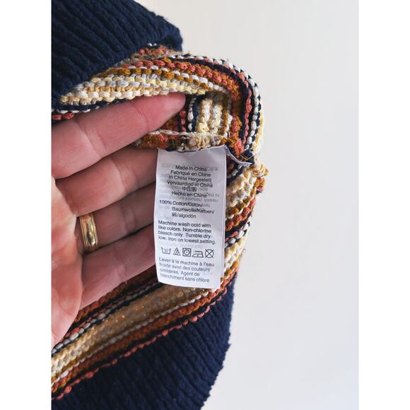 Madewell Arden V-Neck Crop Striped Pullover Sweater XXS Cozy Fall Preppy Twee - Picture 7 of 8